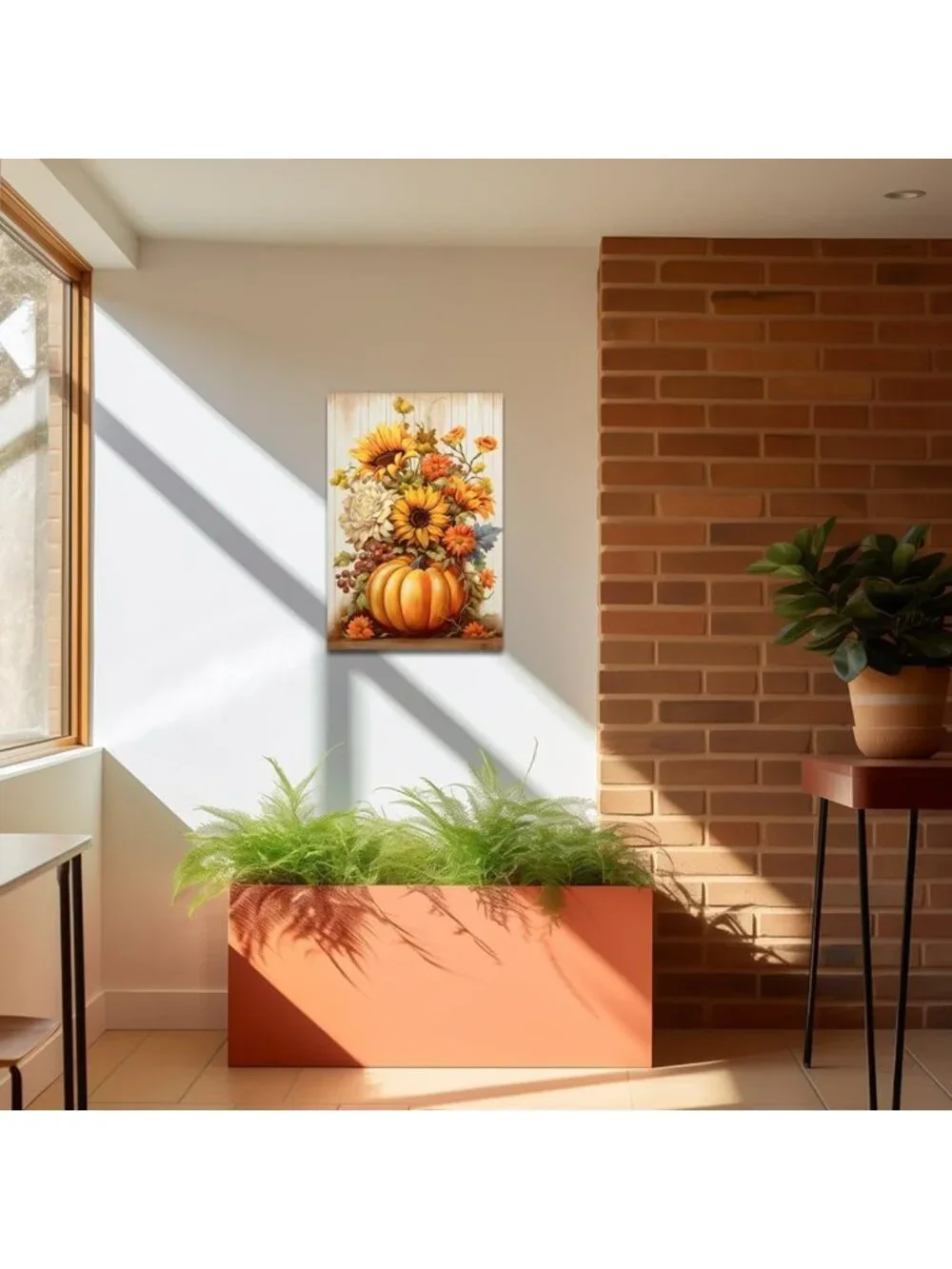 Autumn Pumpkin & Sunflower Canvas Art Print for Thanksgiving Decor - Fall